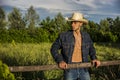 farmer or cowboy with unbuttoned shirt Royalty Free Stock Photo