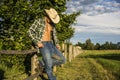 farmer or cowboy with unbuttoned shirt Royalty Free Stock Photo