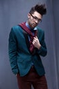 fashion male model dressed elegant - casual posing Royalty Free Stock Photo