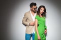 fashion man looks at his beautiful woman Royalty Free Stock Photo