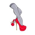 female legs in red shoes. Vector illustration. EPS10 Royalty Free Stock Photo