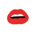 Sexy Female Lips with Matt Red Lipstick. Flat Style Vector Fashion Illustration Woman Mouth. Gestures Collection Expressing