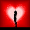 female on a starry heart Royalty Free Stock Photo