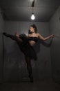 fetish ballerina in metal room. Royalty Free Stock Photo