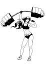 fitness girl with a barbell