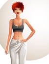 flirting woman full-length portrait. Beautiful red-haired g Royalty Free Stock Photo