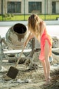 girl on building site