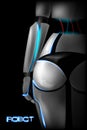 girl cyborg. Back view. Part of the body. Buttocks. Vector illustration.