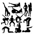 Women Gym Fitness Exercise Activity Silhouettes, art vector design Royalty Free Stock Photo