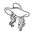 Sexy girl fashion illustration.Woman with hat silhouette