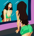 girl in front of a mirror vector portrait Royalty Free Stock Photo