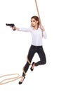 girl holding black gun Royalty Free Stock Photo