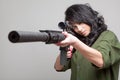 girl with machine gun Royalty Free Stock Photo