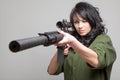 girl with machine gun Royalty Free Stock Photo