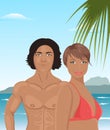 girl and man on beach Royalty Free Stock Photo