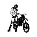 Sexy Girl and Motocross Motorcycle - Enduro, Freestyle - Motocross Extreme Sport, Freestyle Girl - Clipart, Vector Royalty Free Stock Photo