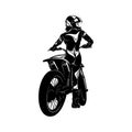 Sexy Girl and Motocross Motorcycle - Enduro, Freestyle - Motocross Extreme Sport, Freestyle Girl - Clipart, Vector Royalty Free Stock Photo