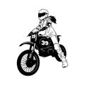 Sexy Girl and Motocross Motorcycle - Enduro, Freestyle - Motocross Extreme Sport, Freestyle Girl - Clipart, Vector Royalty Free Stock Photo