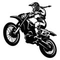 Sexy Girl and Motocross Motorcycle - Enduro, Freestyle - Motocross Extreme Sport, Freestyle Girl - Clipart, Vector Royalty Free Stock Photo