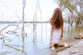 girl in tropical swamp environment Royalty Free Stock Photo