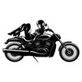 Sexy Girl and Vintage Motorcycle - Chopper, Classic Bike, Clipart, Vector Silhouette