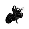 Sexy Girl and Vintage Motorcycle - Chopper, Classic Bike, Clipart, Vector Silhouette