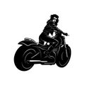 Sexy Girl and Vintage Motorcycle - Chopper, Classic Bike, Clipart, Vector Silhouette