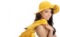 girl in yellow hat and bikini