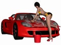 Grid Girl and Hot Car Royalty Free Stock Photo