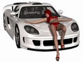 Grid Girl and Hot Car Royalty Free Stock Photo