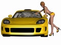 Grid Girl and Hot Car Royalty Free Stock Photo