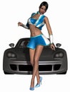 Grid Girl and Hot Car Royalty Free Stock Photo