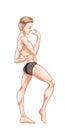 Sexy handsome man dancing in underwear, stripper, go-go boy, gay club disco, vector illustration Royalty Free Stock Photo