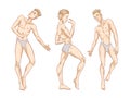 Sexy handsome men dancing in underwear, stripper, go-go boy, gay club disco, vector illustration