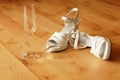 high heel and champagne glass Royalty Free Stock Photo