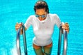 hot model in bikini on beach swimwear Royalty Free Stock Photo