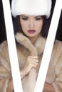 Japanese Asian Girl In Fur Coat & Hat