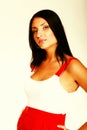 latin woman in short red hot dress Royalty Free Stock Photo