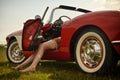 legs and sport car Royalty Free Stock Photo