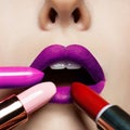 Lips. Beauty Red Lip Makeup Detail. Beautiful Make-up Close Royalty Free Stock Photo