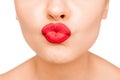 Lips. Beauty Red Lip Makeup Detail. Beautiful Make-up Closeup. Sensual Open Mouth. l Royalty Free Stock Photo