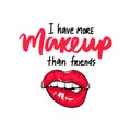 Sexy lips, bite one`s lip. Lips Biting. Female lips with red lipstick. Makeup quote. Sketch style.