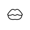 Sexy lips, female close mouth, drawn by one line