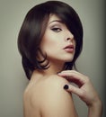 makeup woman. Black short hair style