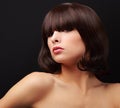 makeup woman looking with brown short hair