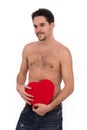 male with heart shape box Royalty Free Stock Photo