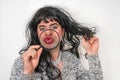 man dressed as woman - transsexual concept