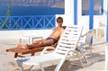 man at sunbed Royalty Free Stock Photo