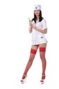 medic woman with syringe. isolated. Royalty Free Stock Photo