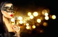 model woman with glass of champagne Royalty Free Stock Photo